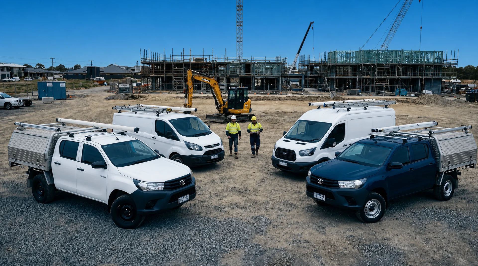 Trade vehicles at job site