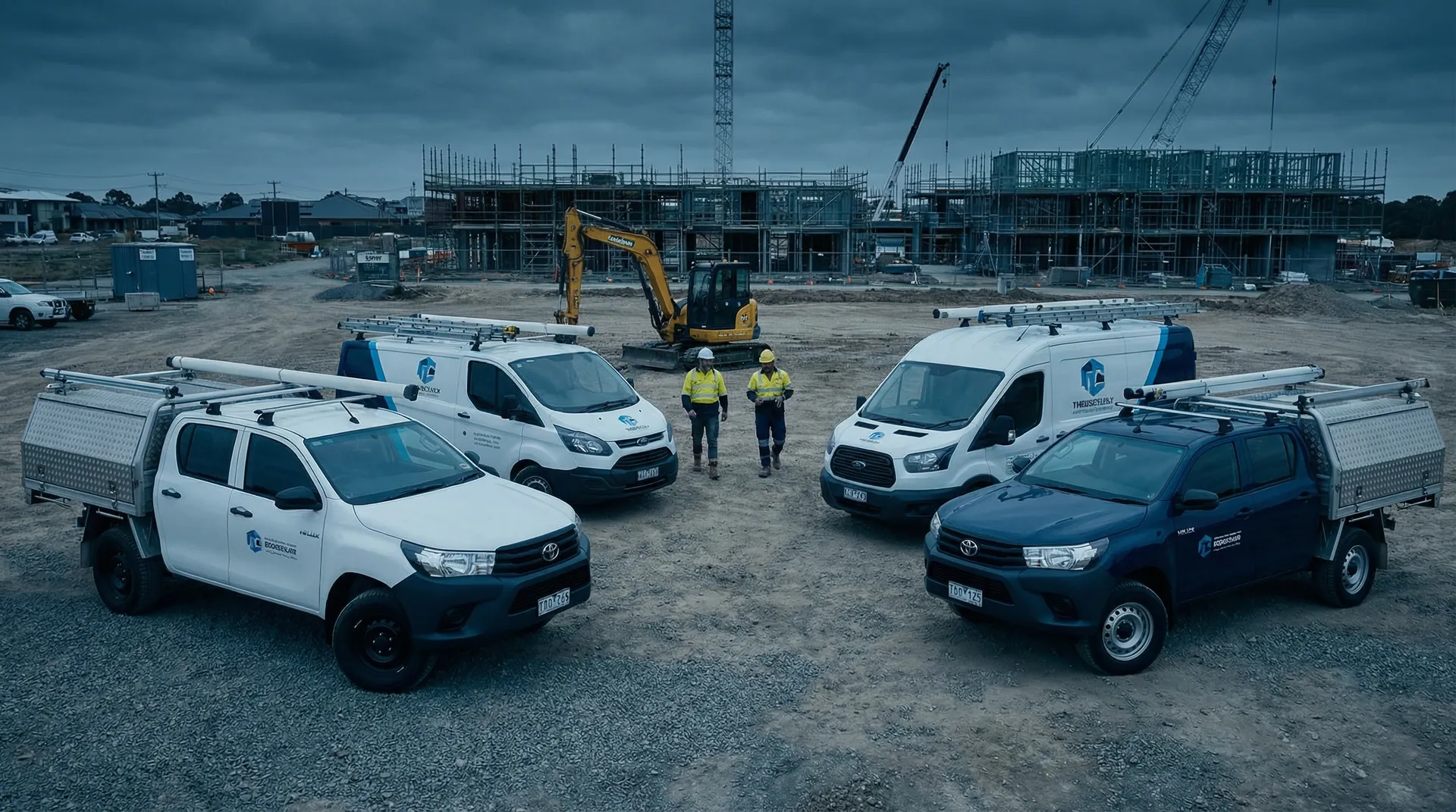 Trade vehicles at job site