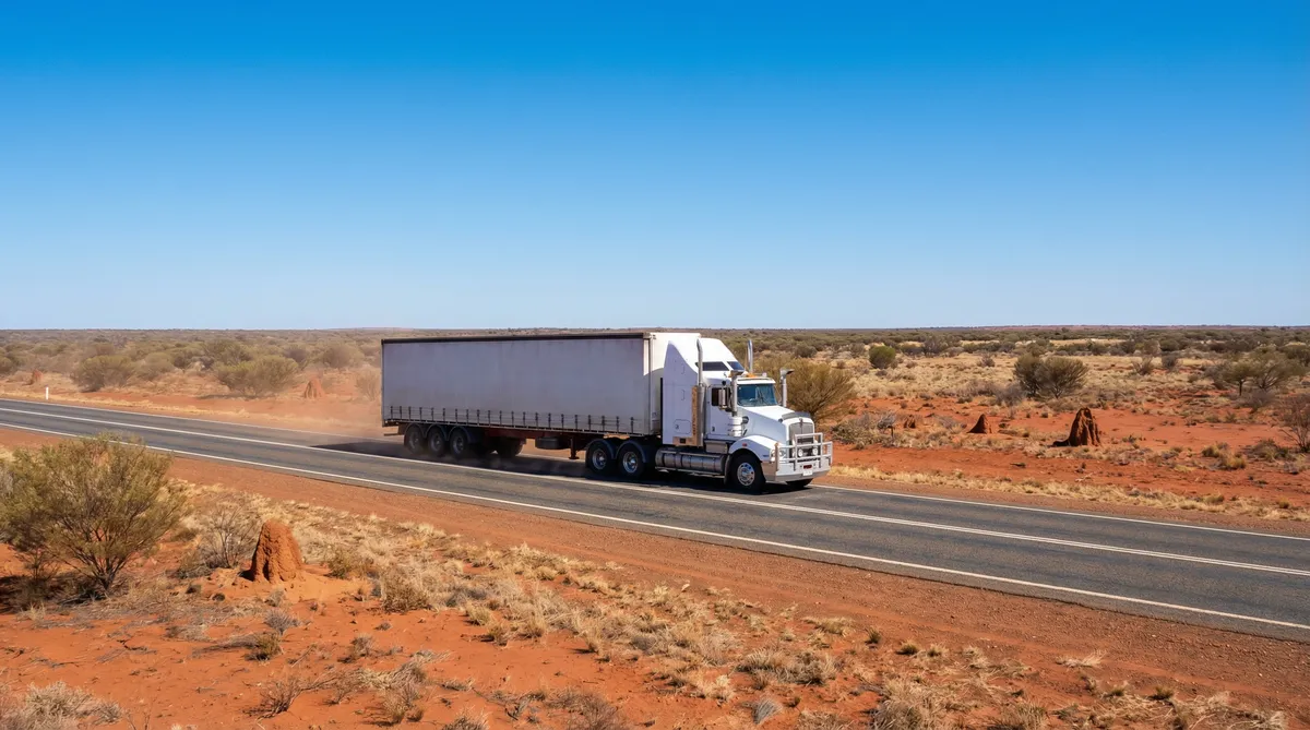 Fleet of logistics trucks and freight vehicles at Australian distribution warehouse