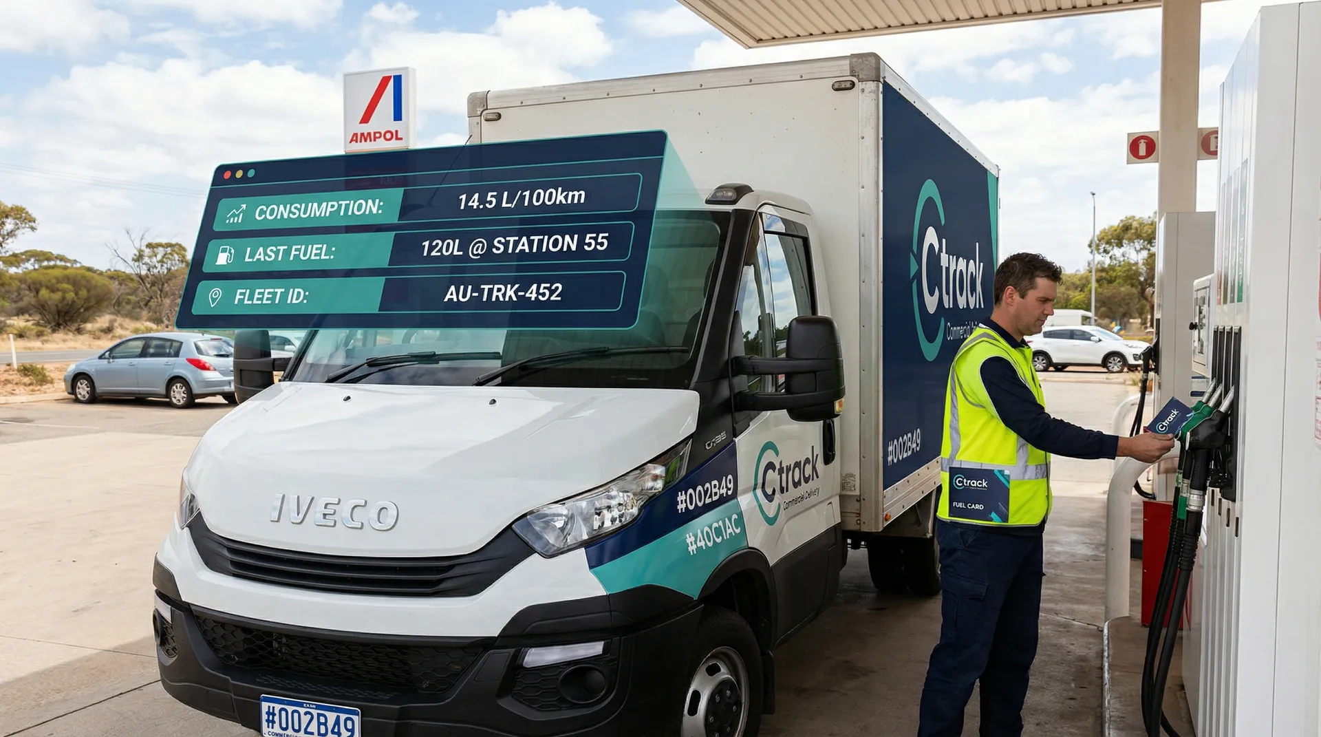Fleet fuel management software dashboard showing real-time consumption monitoring and driver behaviour tracking
