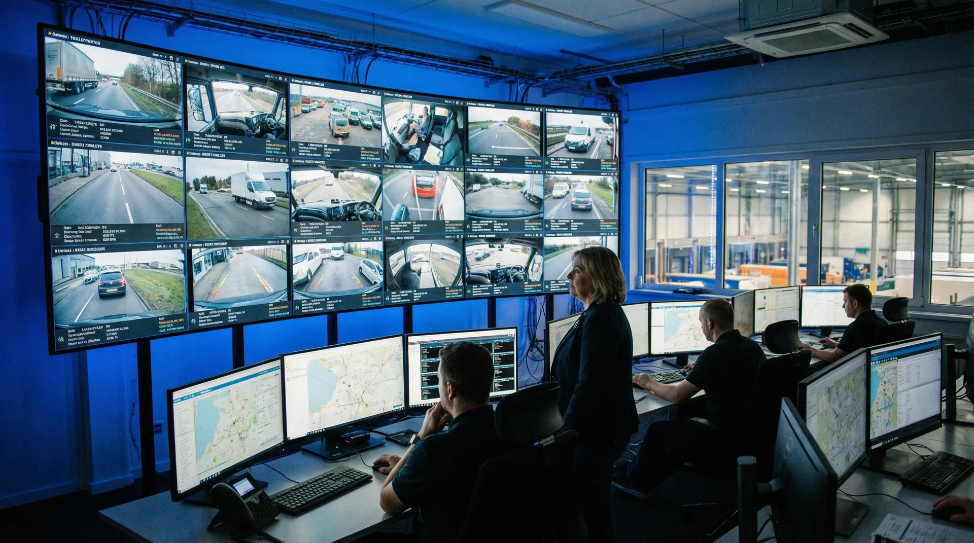 Live video streaming from fleet vehicle cameras with real-time remote viewing of road and driver footage