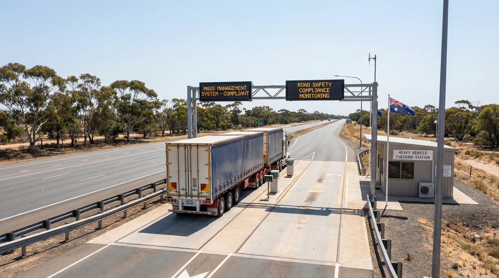 Mass management system for heavy vehicles monitoring axle weights and load compliance under Australian regulations