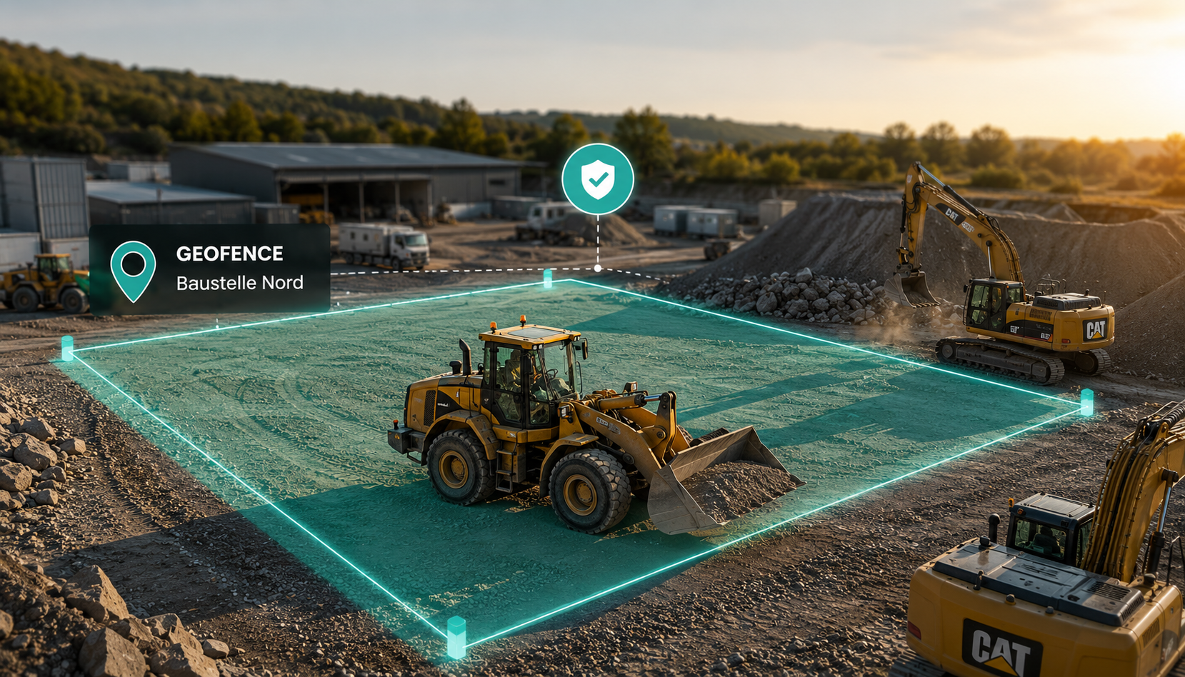 Deutscher Bauhof mit Anhängern, Geräten und mobilen Assets