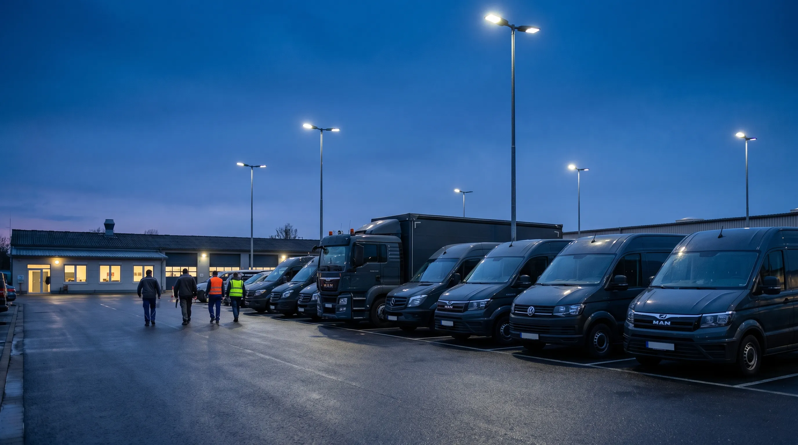 Deutscher Fuhrparkbetrieb am Depot als Fahrer-App-Kontext