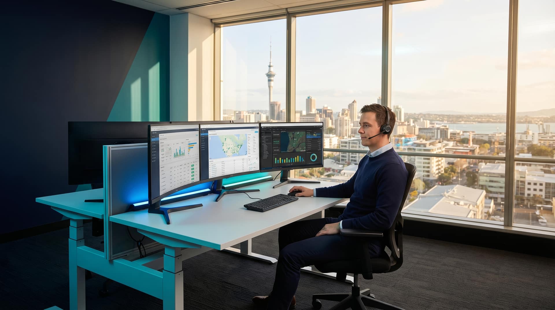 Ctrack support team backing New Zealand fleet vehicles from a depot yard