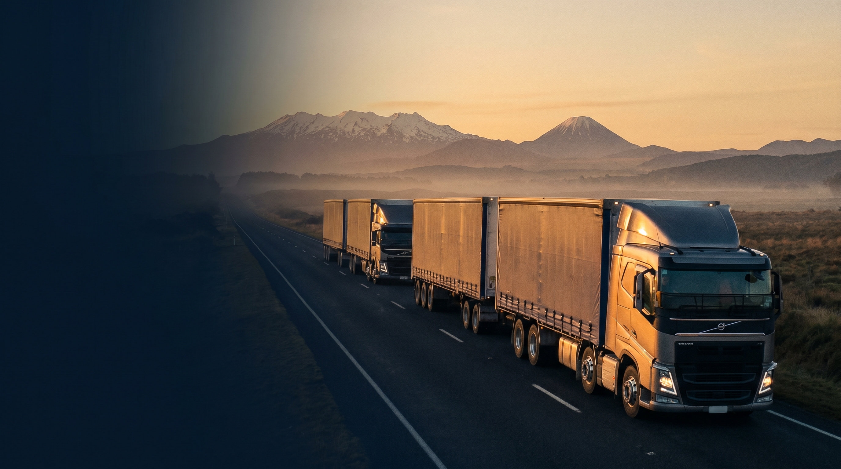 NZ fleet operations centre at sunset with real-time fleet visibility screens showing GPS tracking data