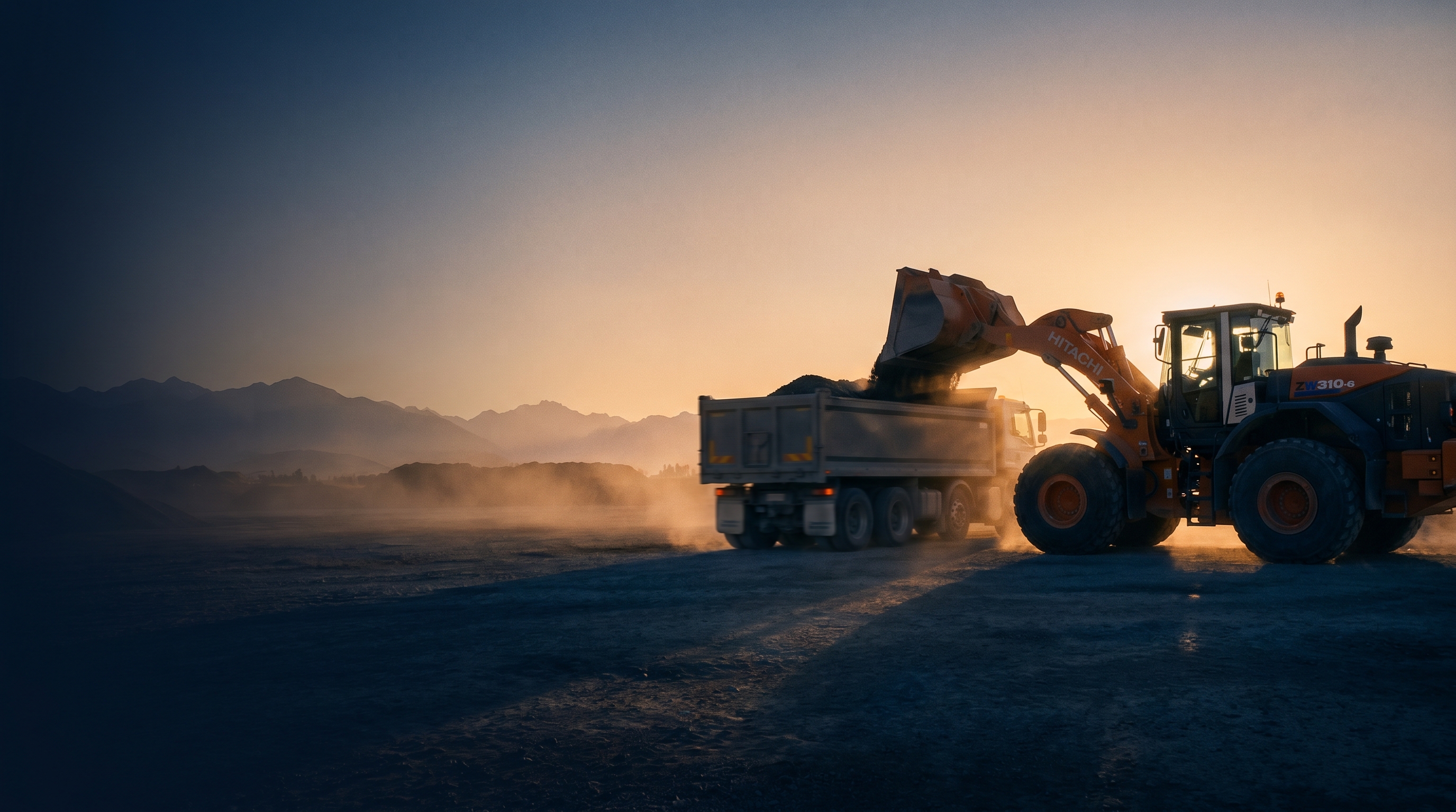 Excavator and construction plant equipment on a New Zealand construction site with green hills in the background
