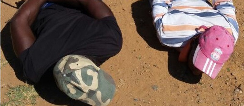 Driver and his sidekick caught red-handed while stealing truck